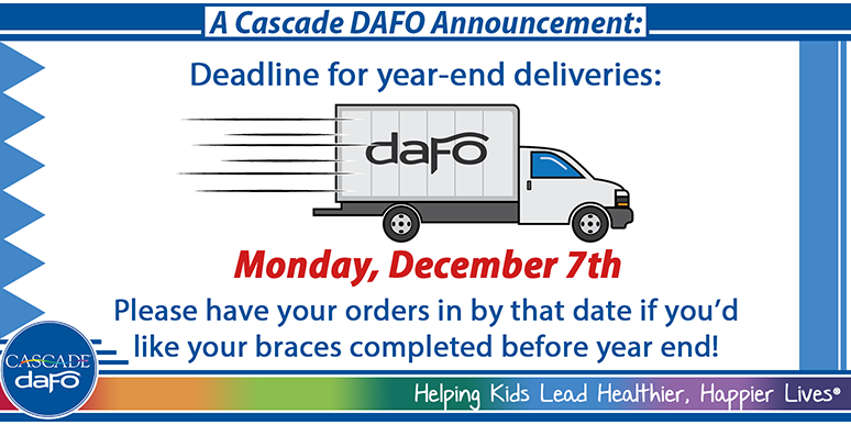 Deadline for year-end deliveries is Monday, December 7th. Please have your orders in by that date!