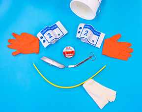 Pictured the casting supplies listed arranged in a form that resembles a smiley face with its tongue out.