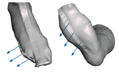 Pictured an example of a scan that has swaths that appear stretched and without detail, showing a scan affected by drift.