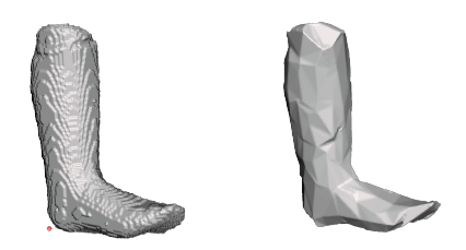 Scans are jagged or look highly polygonal.