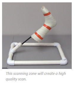 Pictured a scanning rig of PVC pipe with a fiberglass cast on it.
