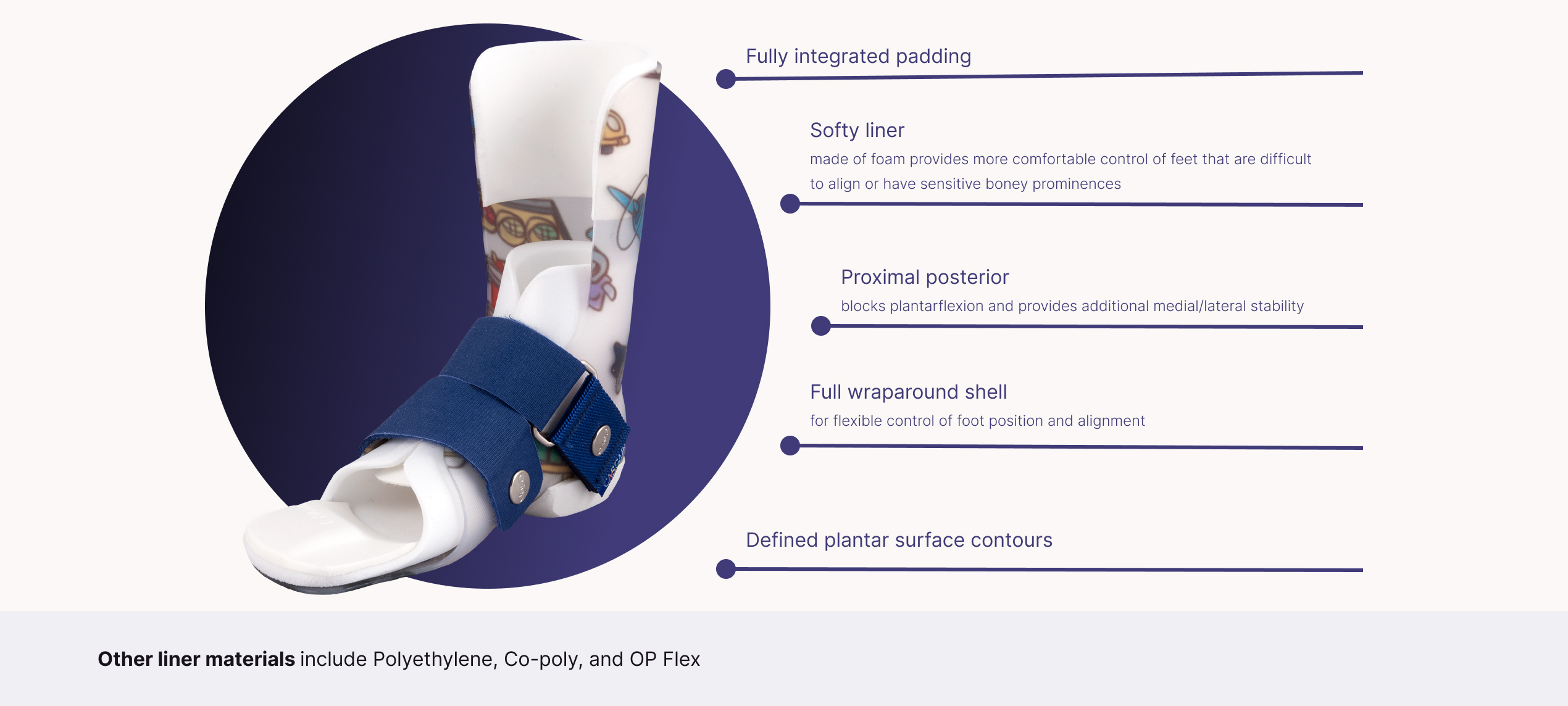 This image shows product features of the product DAFO 3 Softy