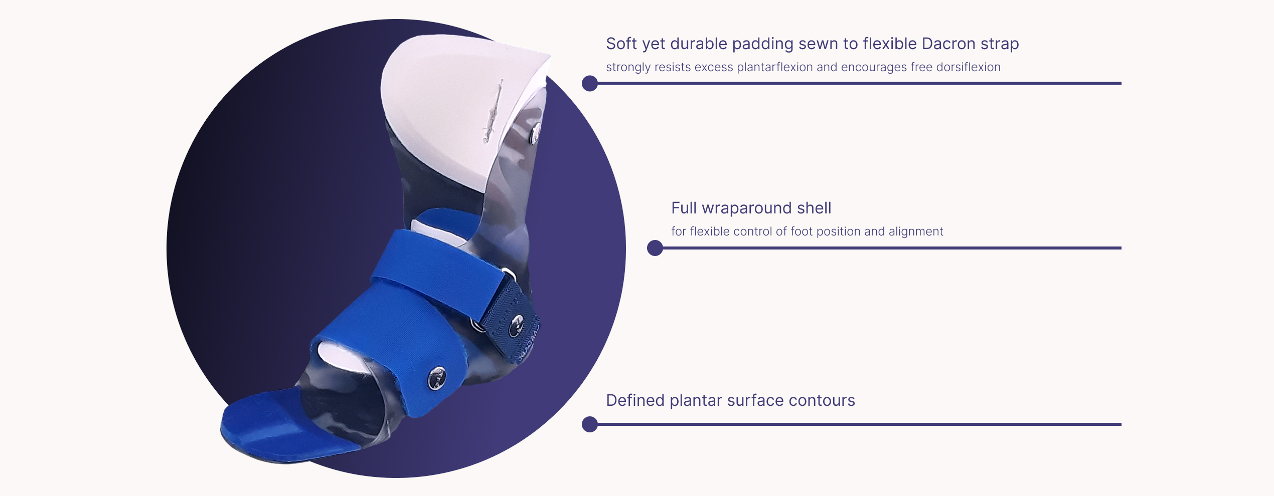 This image shows product features of the product DAFO Softback