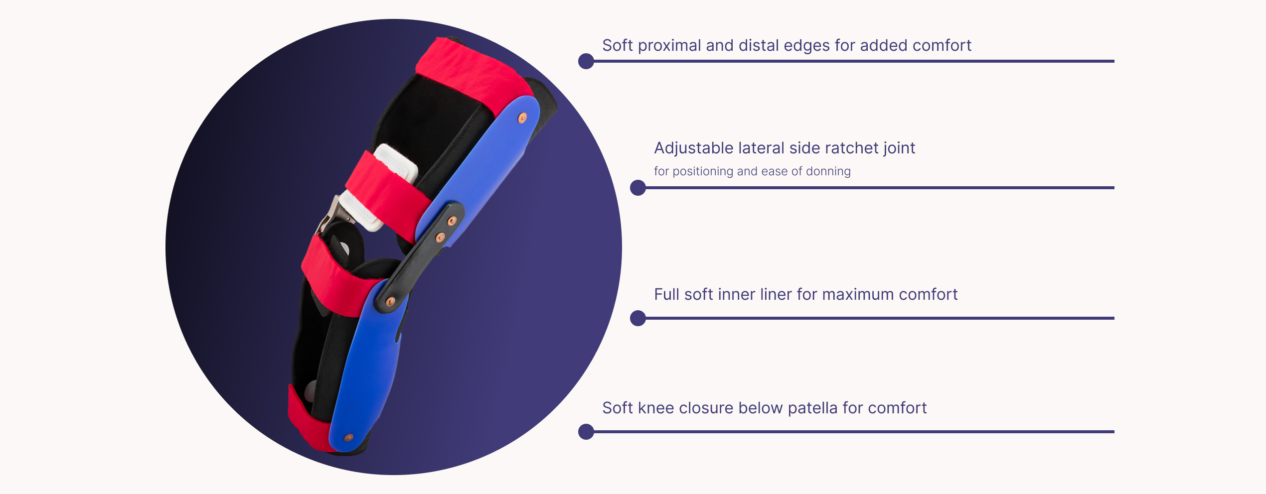 This image shows product features of the product K3 Knee Brace