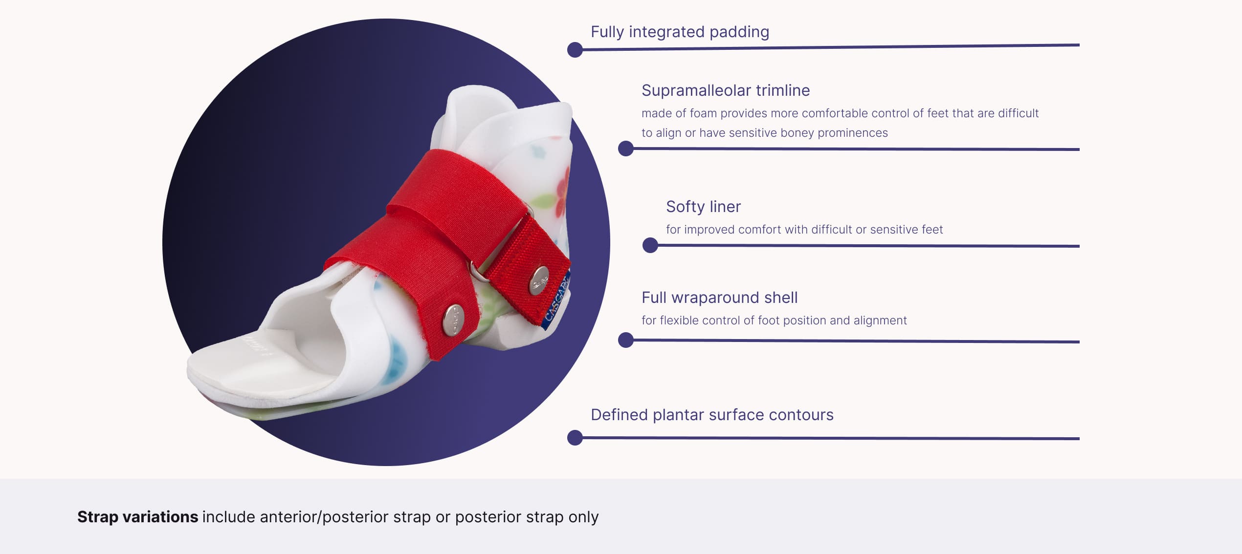 This image shows product features of the product DAFO 4 Softy