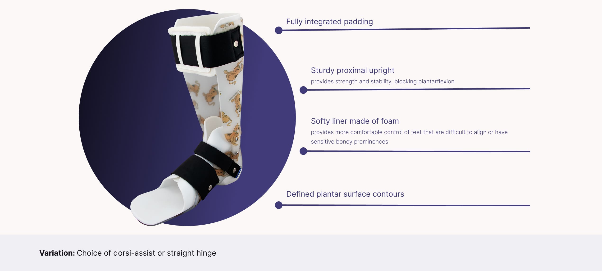 This image shows product features of the product DAFO TurboH Softy
