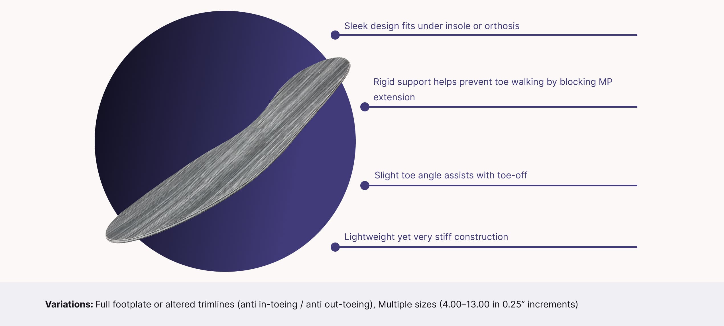 This image shows product features of the product Carbon Fiber Footplate